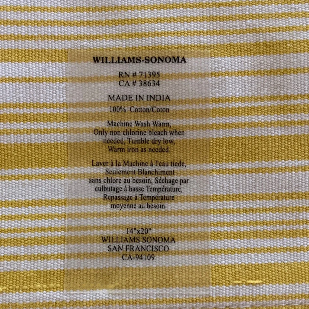 NWOT Williams-Sonoma Striped Cotton placemats (5) w/front border.